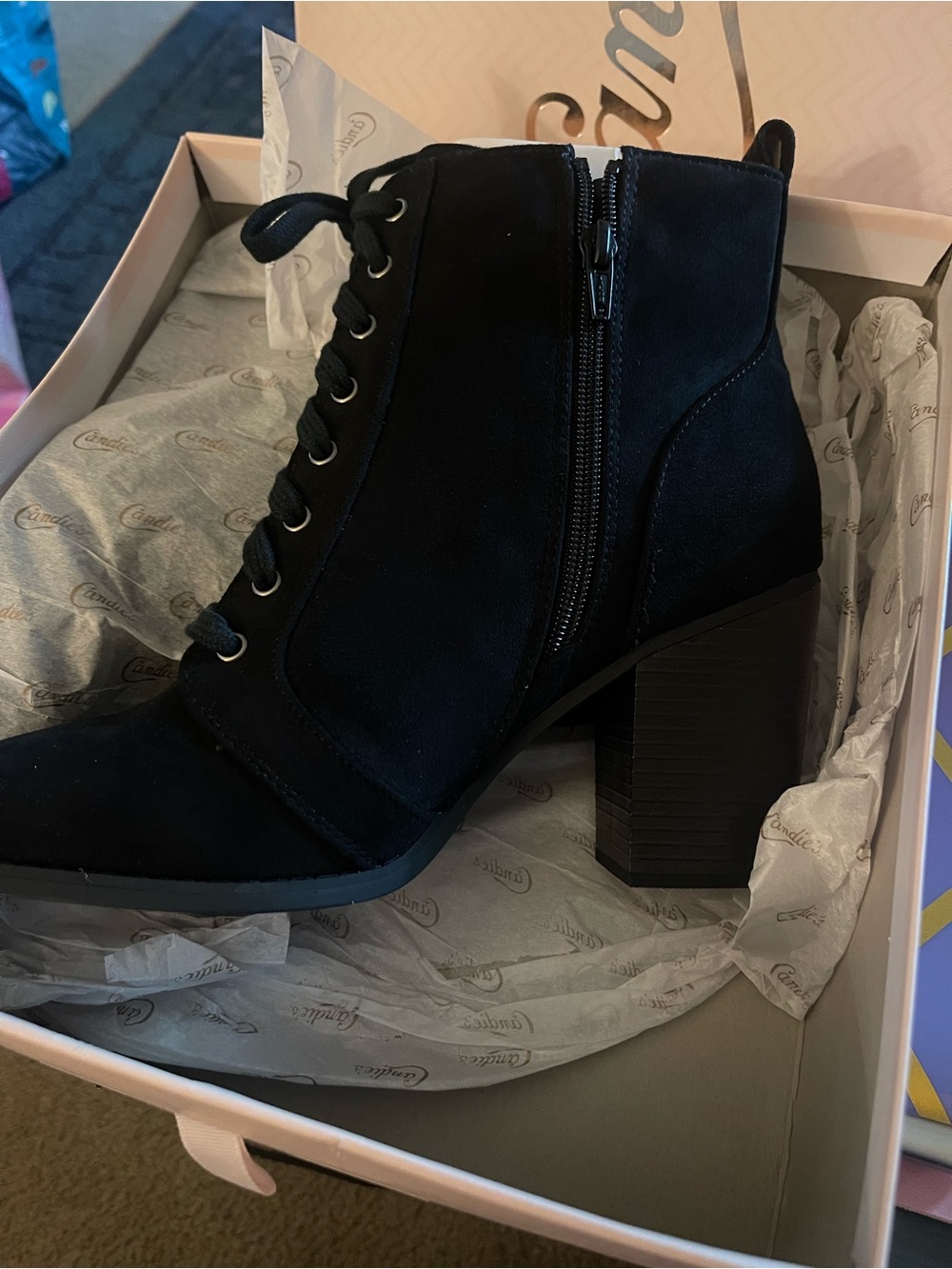 Candie's Black Lace-Up Ankle Boots
